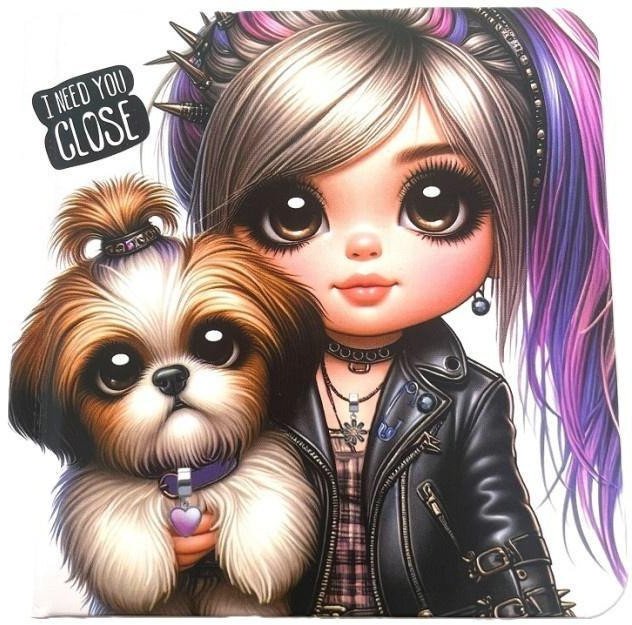 Notatnik 100x100/48K gładki TW Dziewczynka z psem