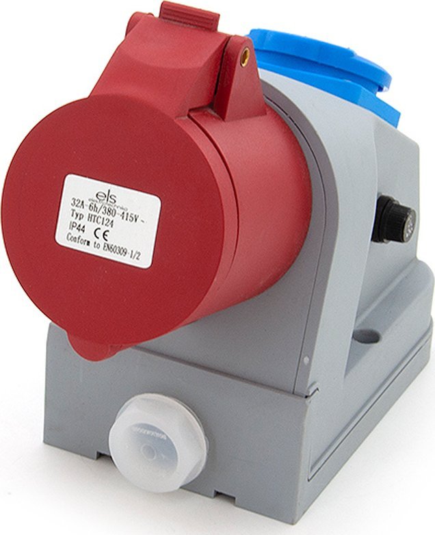 ELS Elektrotechnika Gniazdo siłowe stałe kombi 32A/4P + GS 230V + zabezpieczenie topikowe, ELS Elektrotechnika, N101/4