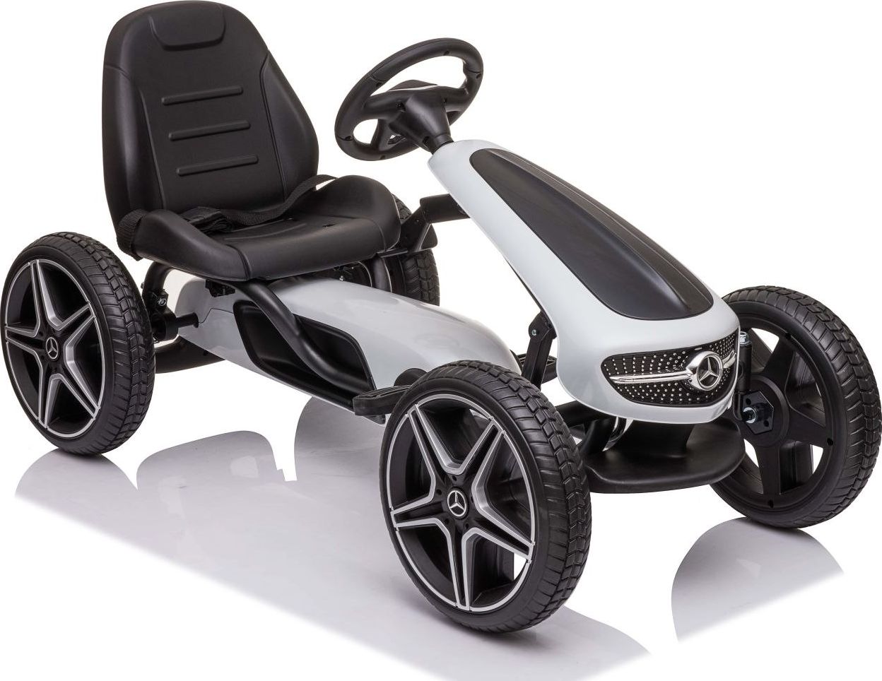 Import SUPER-TOYS GOKART NA PEDAŁY LICENCJA MERCEDESA KOŁA EVA, MIĘKKIE SIEDZENIE Z LOGIEM MB JAKOŚĆ /XMX610