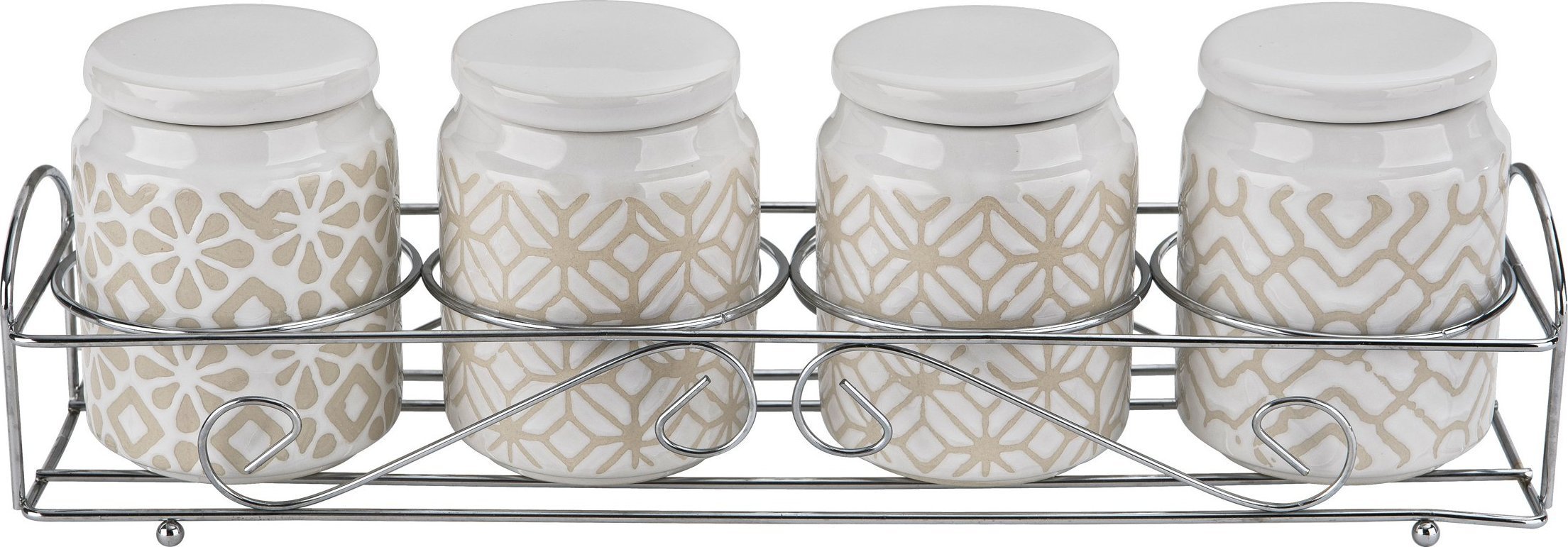 Witek Home Zestaw 4 pojemników Pattern z podstawą