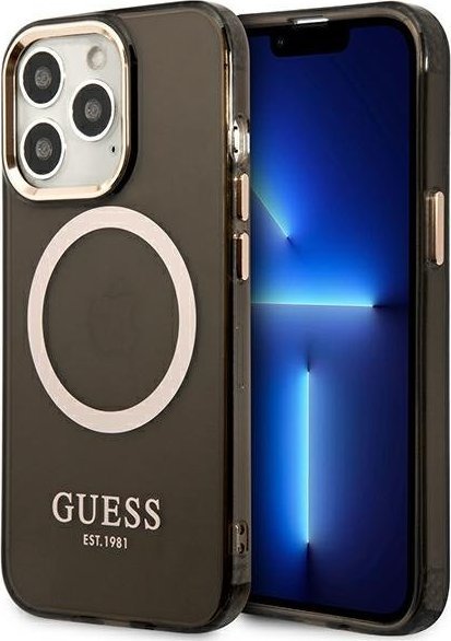 Guess Guess GUHMP13XHTCMK iPhone 13 Pro Max 6,7" czarny/black hard case Gold Outline Translucent MagSafe NoSize