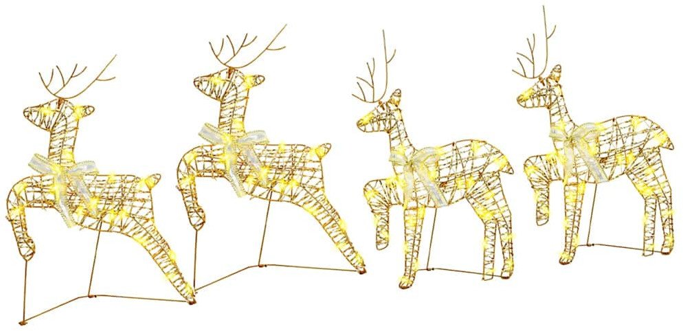 vidaXL LED Renifery z 80 diodami LED 4 pcs złoty PET