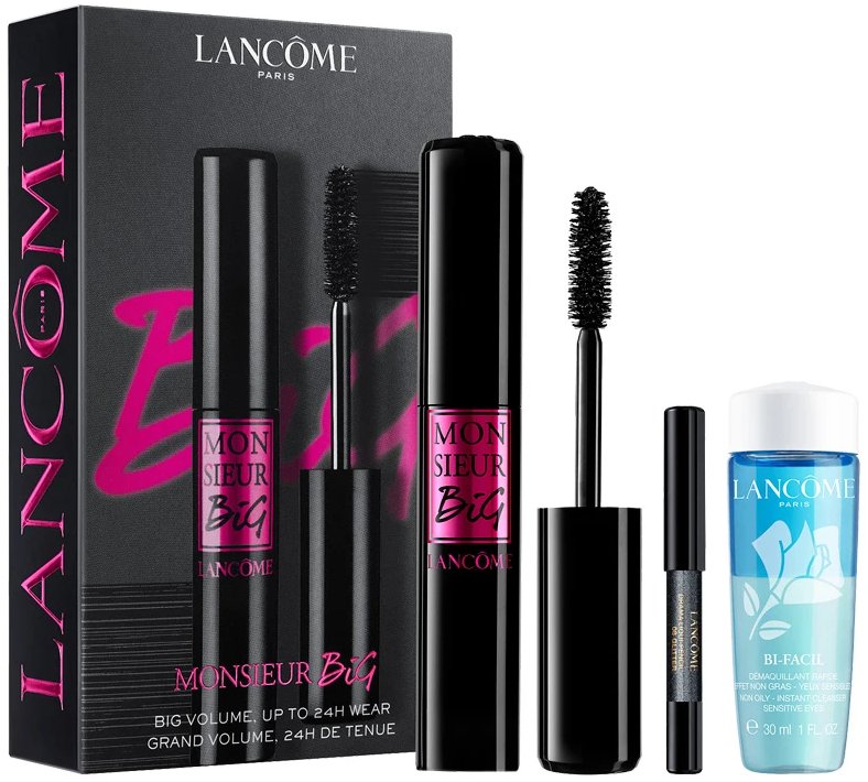 Lancome Mascara Monsieur Big 01 Black Zestaw Płyn Do Demakijażu 30Ml + Kredka Do Oczu 0,5G + Czarny Tusz Do Rzęs 10Ml