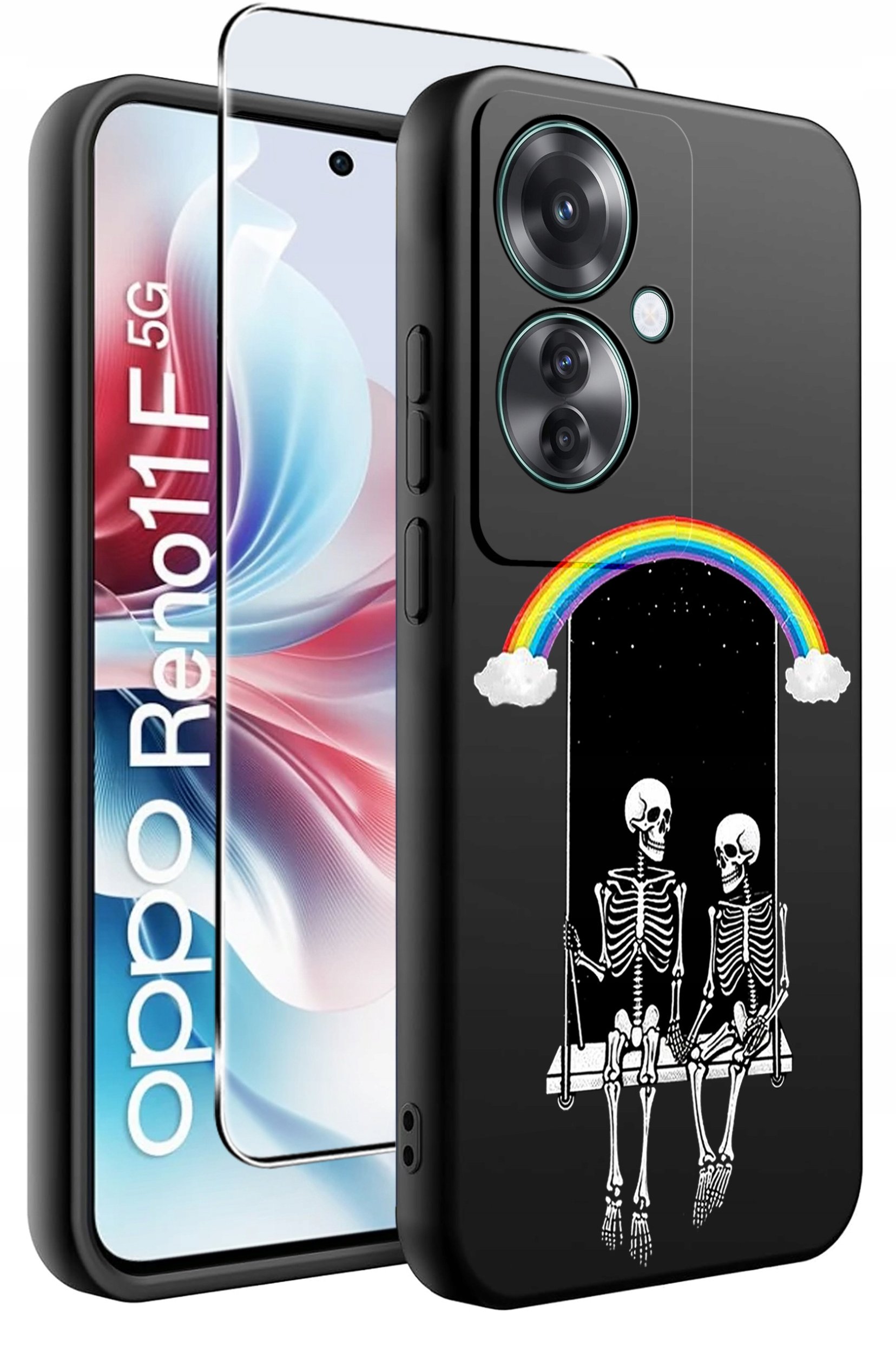 ETUI do Oppo Reno11 F 5G WZORY | SILIKONOWE MATT CASE + SZKŁO HARTOWANE 9H