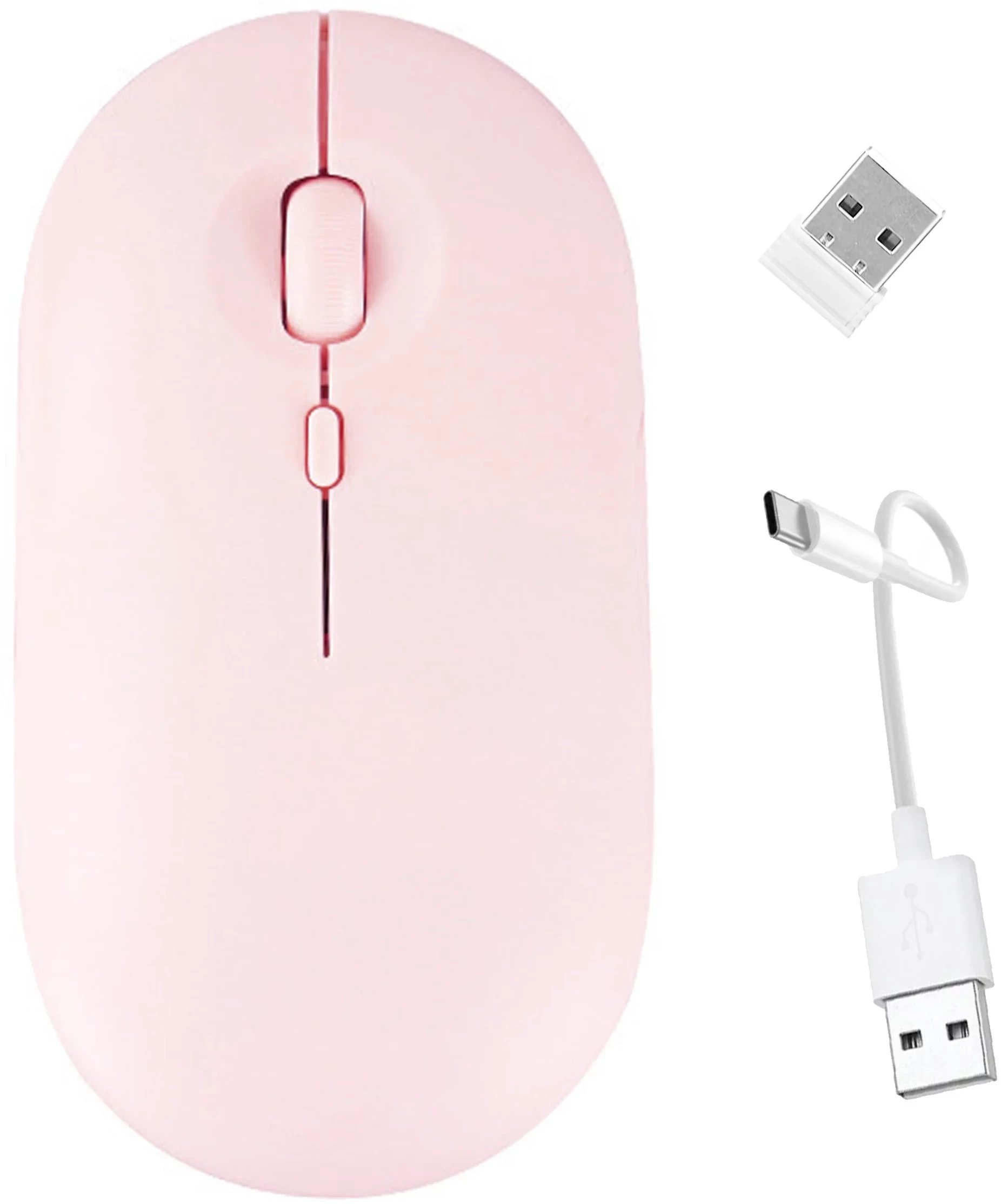 Myszka bezprzewodowa Alogy mysz ergonomiczna mała do laptopa PC bluetooth 2.4GHz cicha różowa