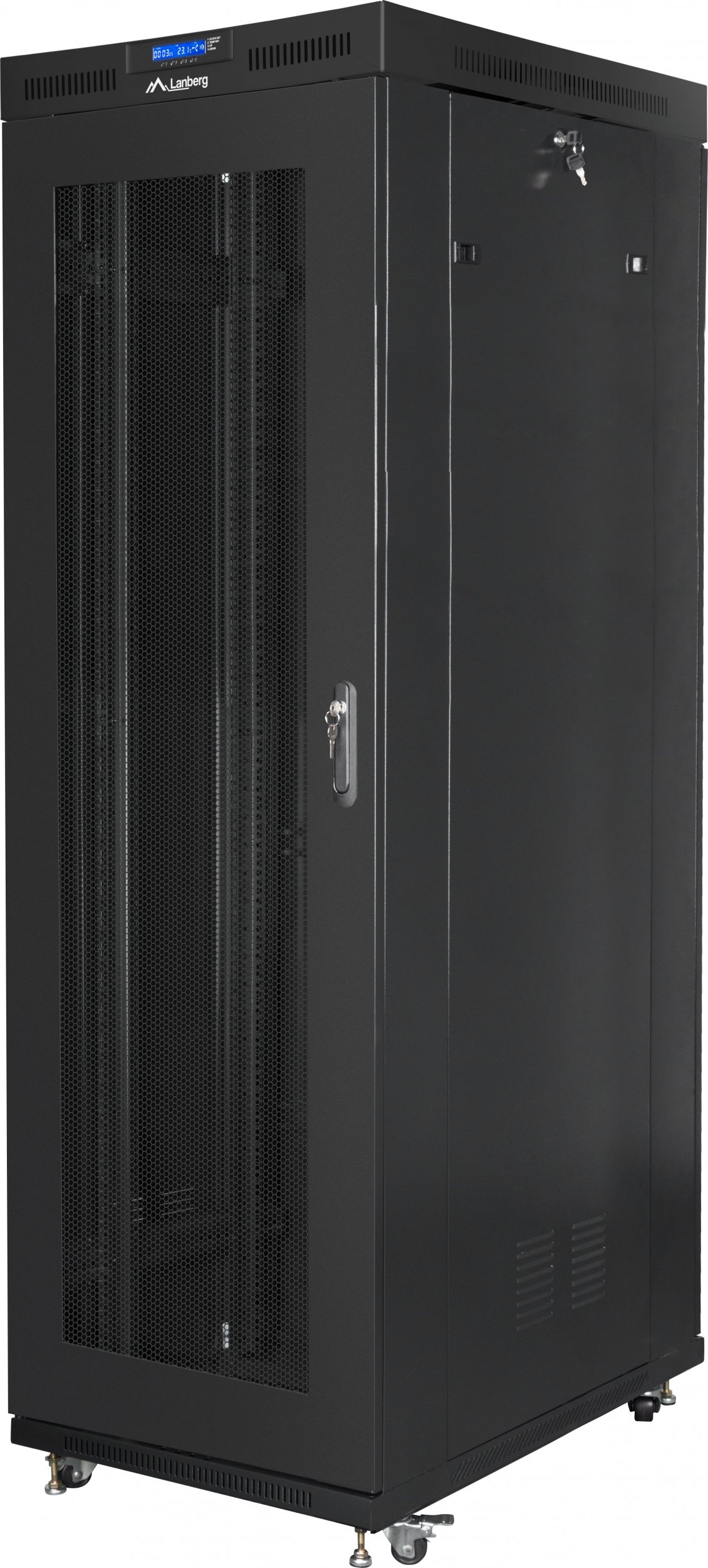Szafa Lanberg SZAFA INSTALACYJNA RACK STOJĄCA 19" 27U 800X1200 CZARNA DRZWI PERFOROWANE LCD LANBERG (FLAT PACK)