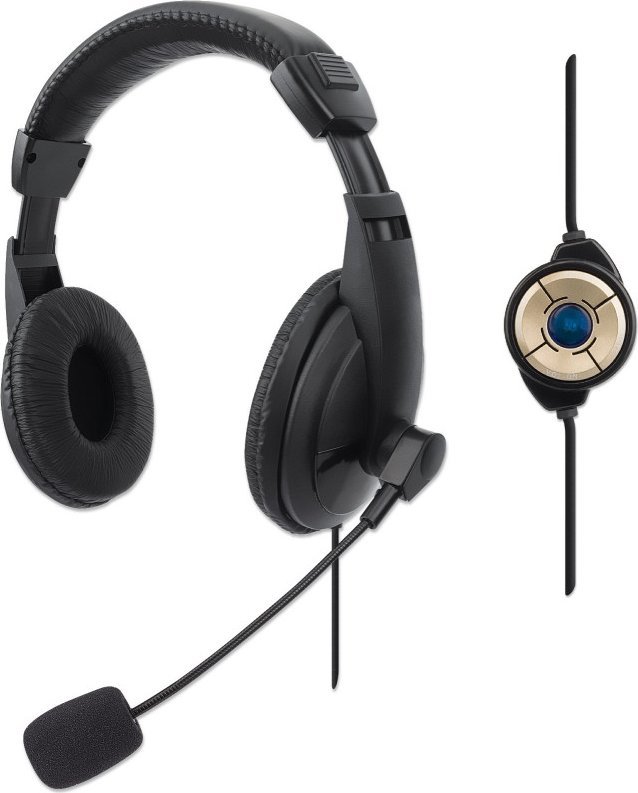 Słuchawki USB z Mikrofonem Zamknięte Regulacja na Kablu 150cm