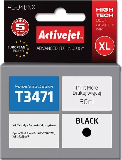 Tusz Activejet Tusz Activejet AE-34BNX (do drukarki Epson, zamiennik T3471 supreme 30ml czarny) - AE-34BNX