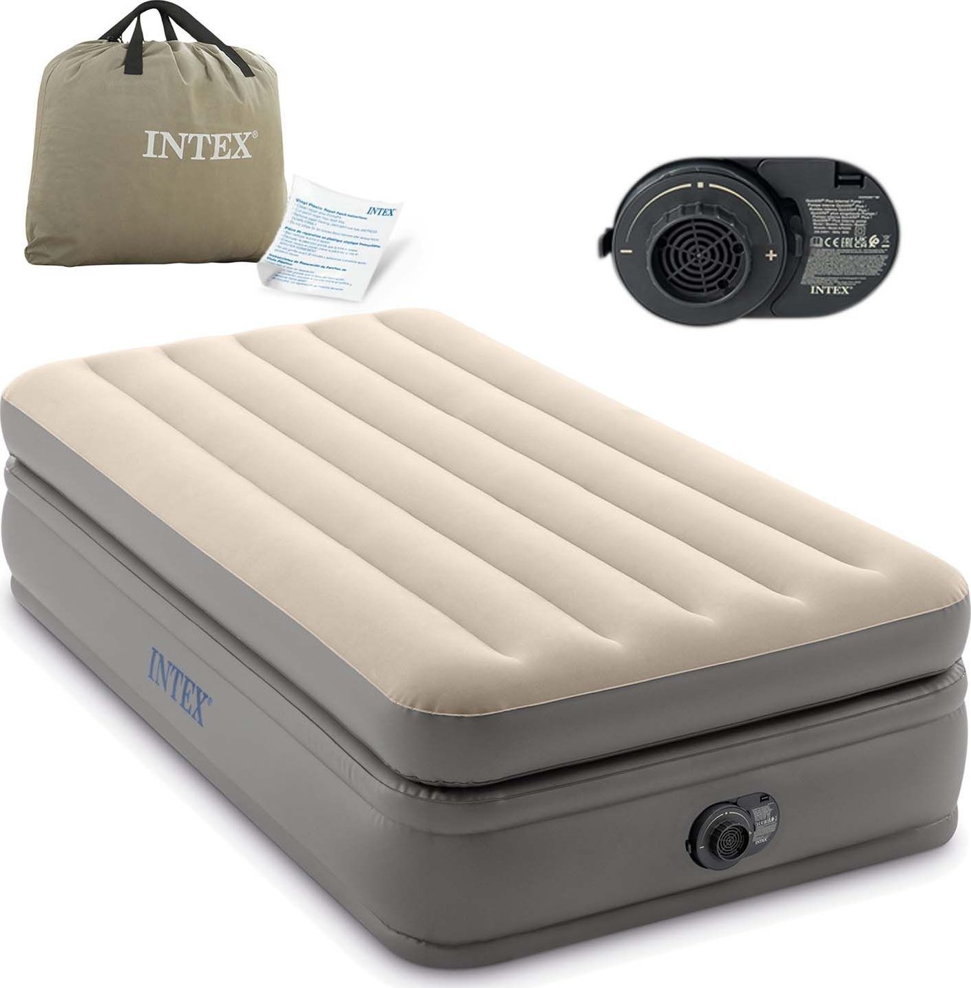 Intex Materac welurowy z pompką, jednoosobowy, Intex, 191x99x51 cm