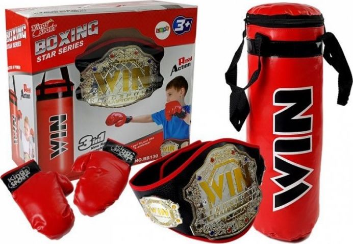 Lean Sport Zestaw Bokserski Worek Rękawice Pas Zwycięzcy Bokser