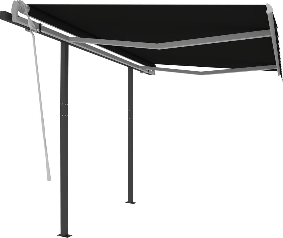 vidaXL Automatycznie zwijana markiza ze słupkami, 3x2,5 m, antracytowa