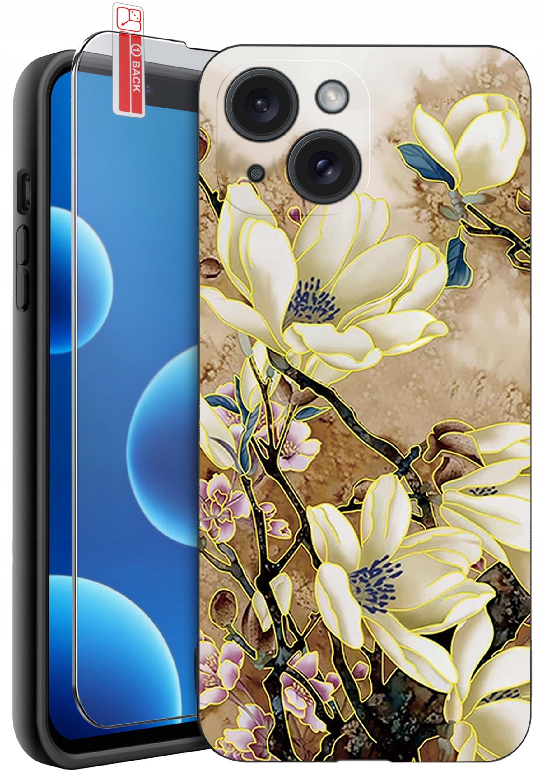 ETUI do iPhone 13 | 14 | WZORY | SILIKONOWE MATT CASE + SZKŁO 9H