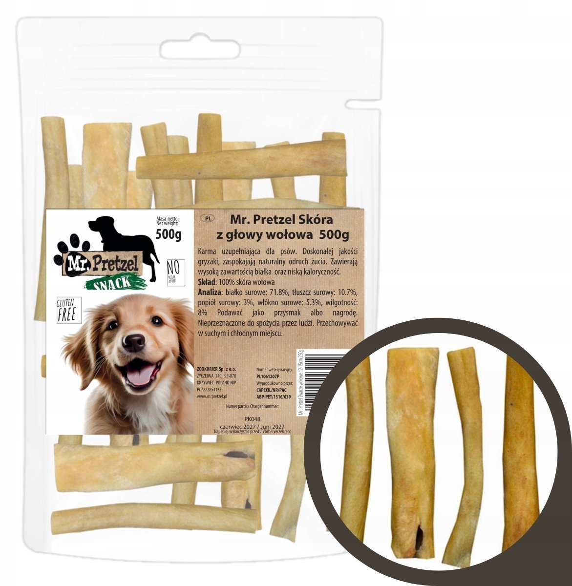 Mr Bandit PRZYSMAK DLA PSA - Skóra wołowa z głowy Mr.Pretzel 500g
