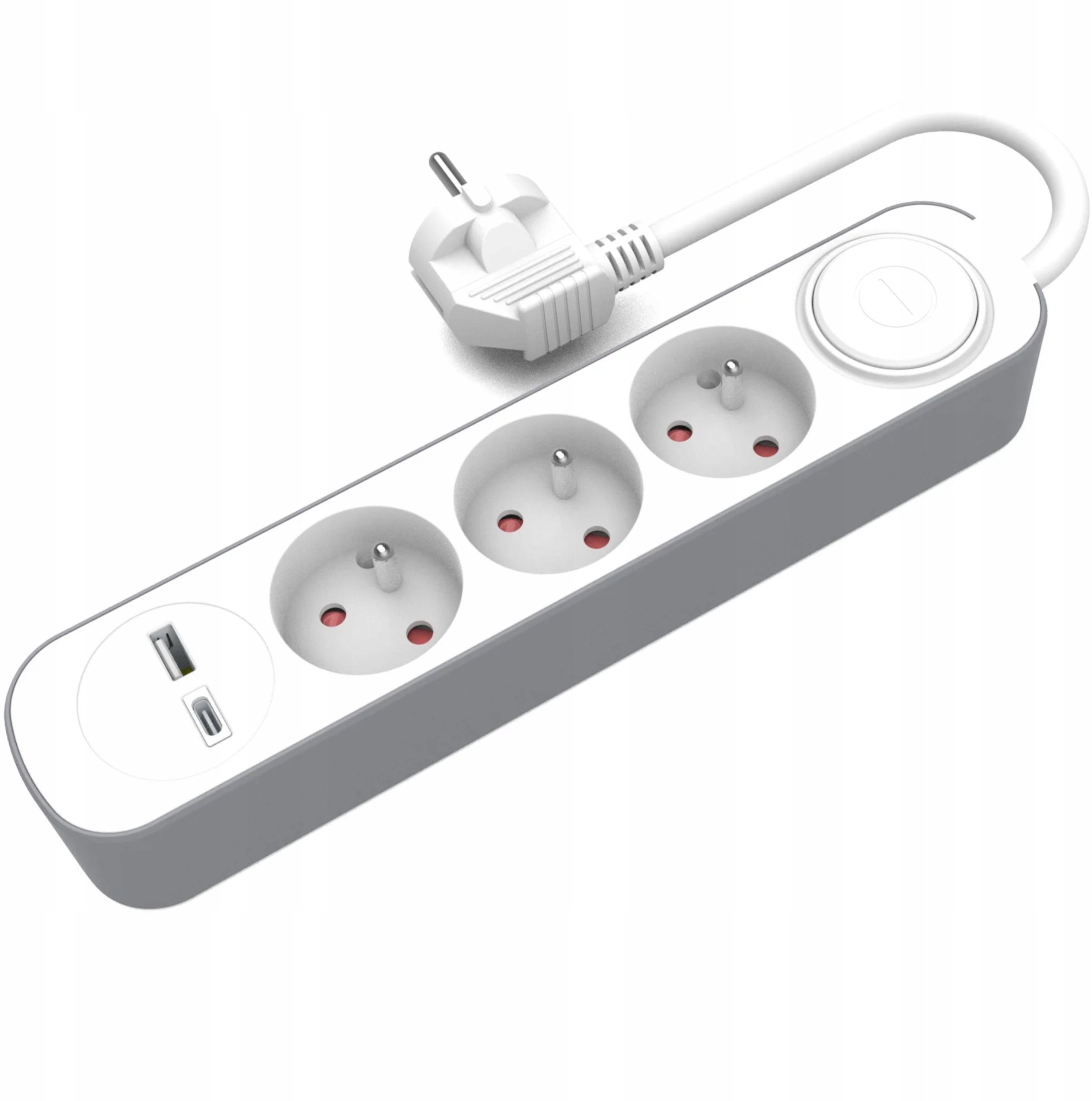 Przedłużacz stały 3x z włącznikiem oraz gniazdami USB A USB C 5m schuko PS-370SWS+USBA+USBC/5 E W-30008