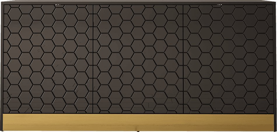 MEGSTYL KOMODA 160CM PANAL 02 Czarny mat - Czarny połysk