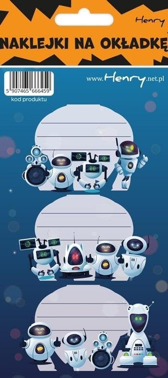 HENRY Naklejki na zeszyty - Roboty (12szt)