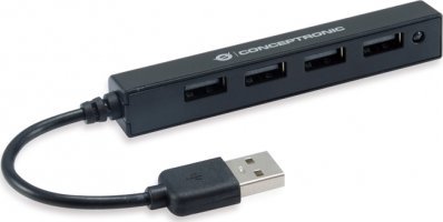 HUB USB Conceptronic CONCEPTRONIC USB-Hub 4-Port 2.0 ->4x2.0 o.Netzteil sw