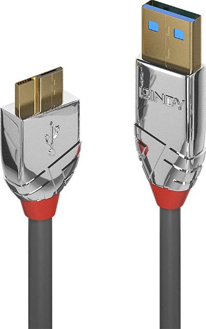 Kabel USB Lindy USB-A - micro-B 3 m Srebrny (36659)
