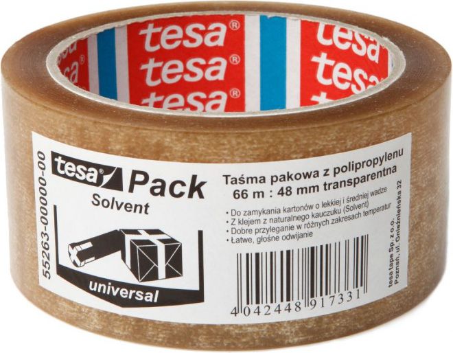 Tesa Taśma pakowa tesa® SOLVENT 66m x 48mm, przezroczysta (55263-00000-00)