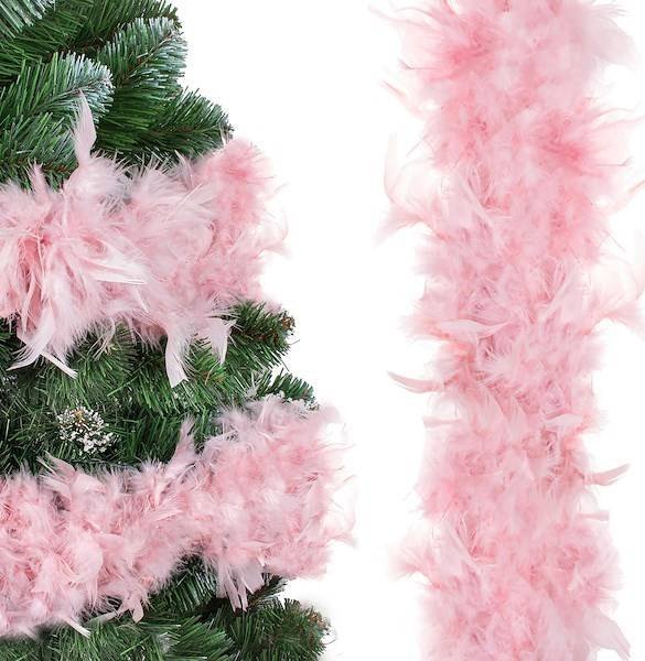 Springos Łańcuch z piór 300 cm różowy szal boa retro ozdoba na karnawał, łańcuch choinkowy UNIWERSALNY