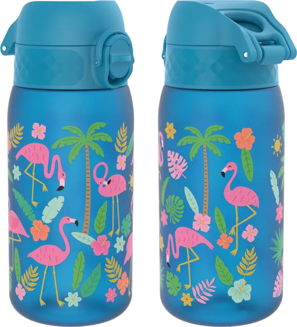 ion8 ION8 Niebieska butelka na wodę dla dzieci we flamingi i palmy 350 ml