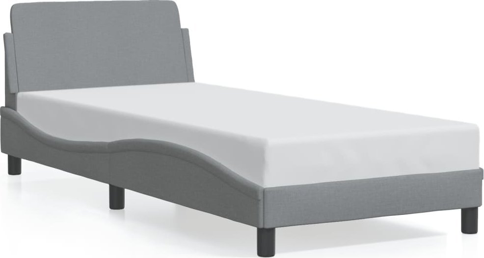 vidaXL Rama łóżka z zagłówkiem, jasnoszara, 90x200 cm, obity tkaniną