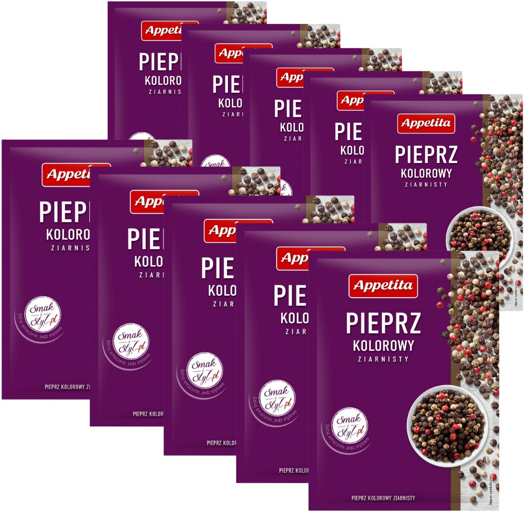 Appetita Kolorowy ziarnisty pieprz 15 g x 10 sztuk