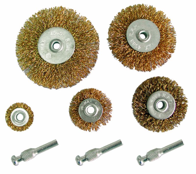 Mega Szczotki druciane trzpieniowe 5szt. 25-75mm + trzpienie 3szt. 32200