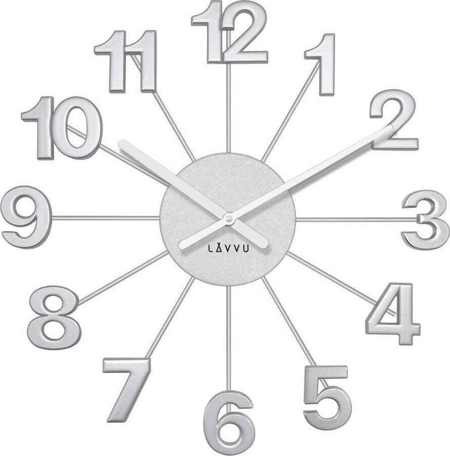 Lavvu Zegar ścienny Lavvu LCT5000 srebrny mat, średnica 42 cm .