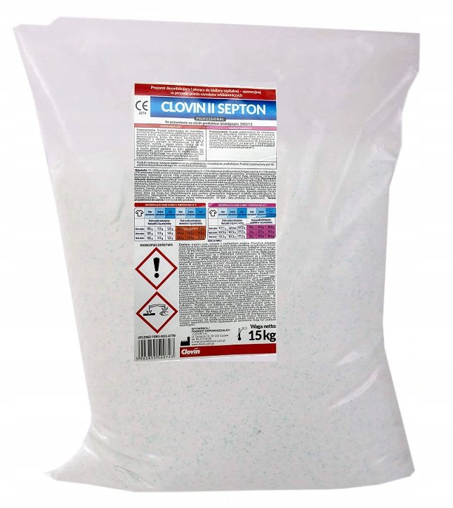 Clovin II Septon - Środek piorąco-dezynfekujący w 65C bez chloru i fosforanów - 15 kg