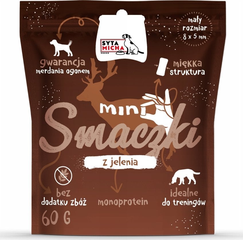 Syta Micha SYTA MICHA - MINI Smaczki z jelenia - przysmak dla psa - 60g