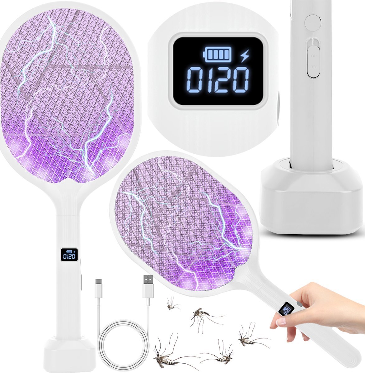 Elektryczna packa na owady Heckermann WD-957 Biała