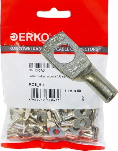 Erko Końcówka oczkowa rurowa KCS CU 4mm M6 50szt ERKO