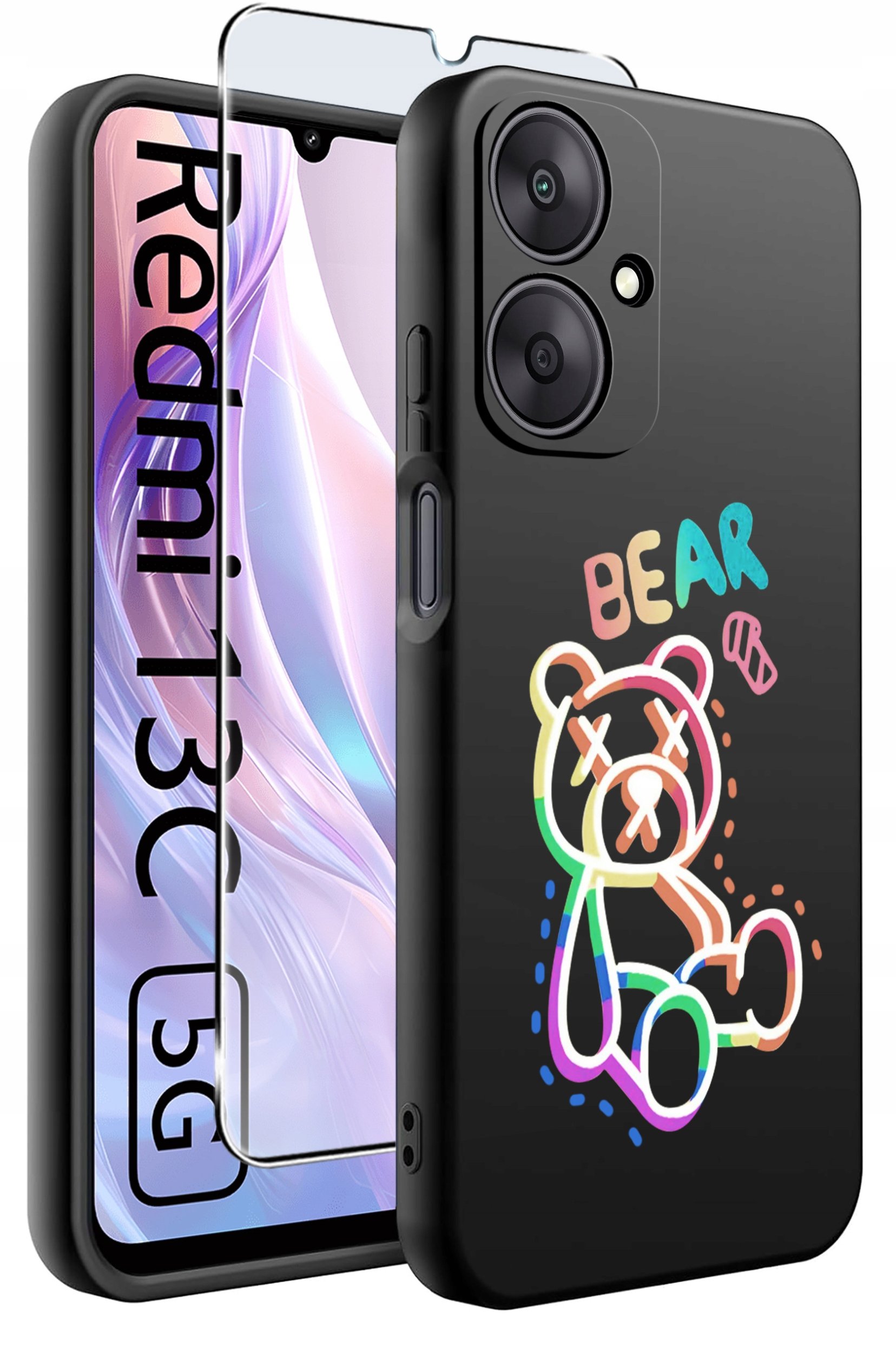 ETUI do Xiaomi Redmi 13C 5G WZORY |SILIKONOWE MATT CASE +SZKŁO HARTOWANE 9H