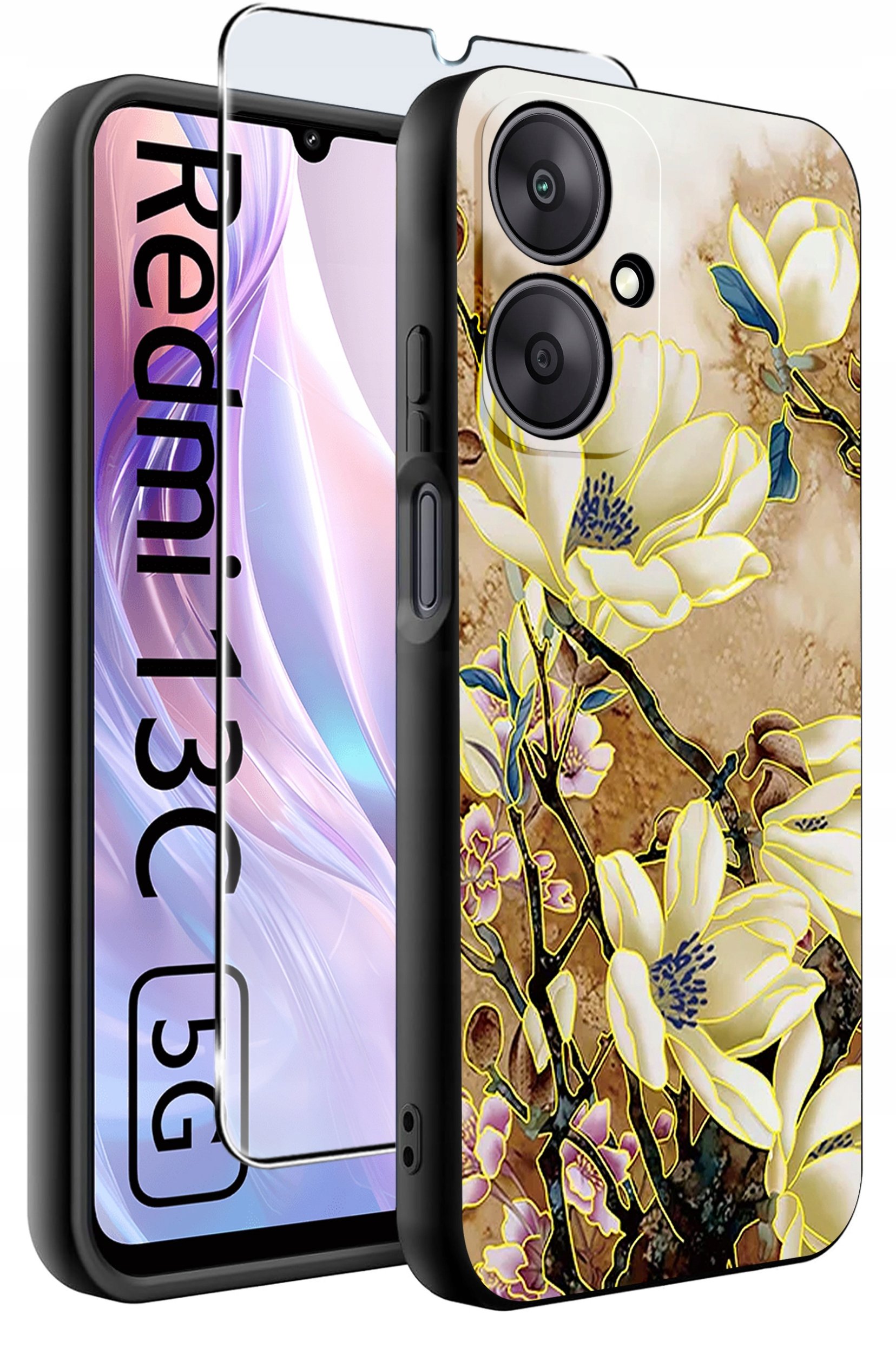 ETUI do Xiaomi Redmi 13C 5G WZORY |SILIKONOWE MATT CASE +SZKŁO HARTOWANE 9H
