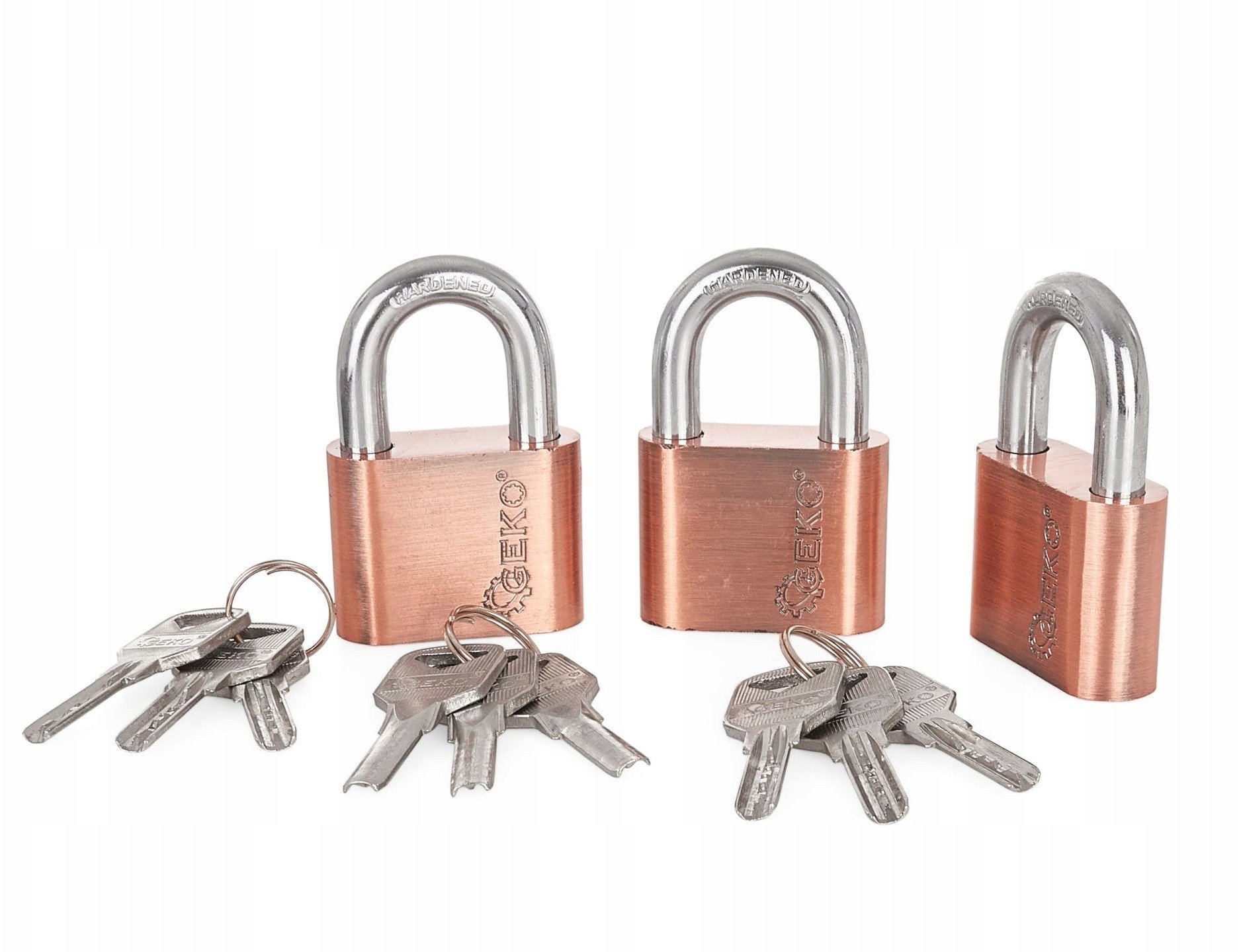 Zestaw kłódek niklowanych w systemie jednego klucza 50mm 3el.(10)