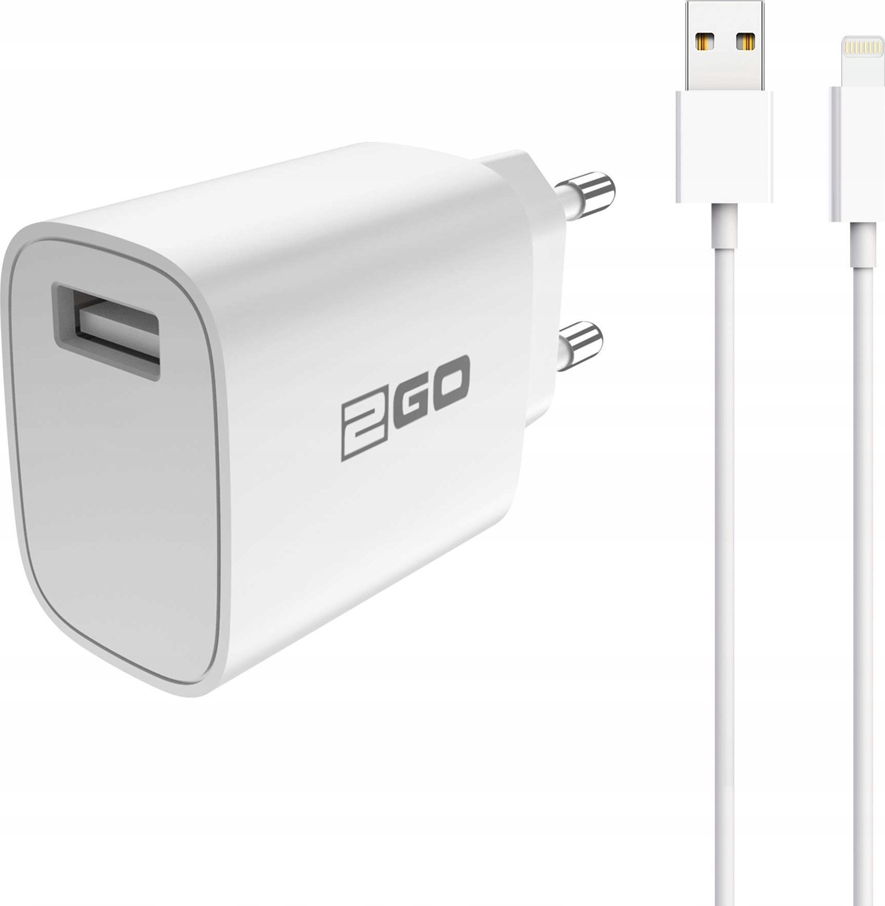 Ładowarka 2GO Ładowarka z kablem Lightning - biały 10,5W 1x USB-A