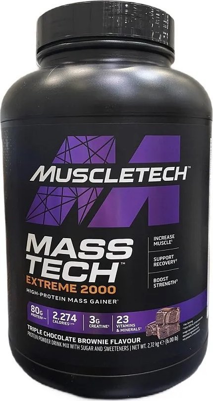 MuscleTech MuscleTech - Mass-Tech Extreme 2000, Gainer, Triple Chocolate Brownie, Proszek, 2720g