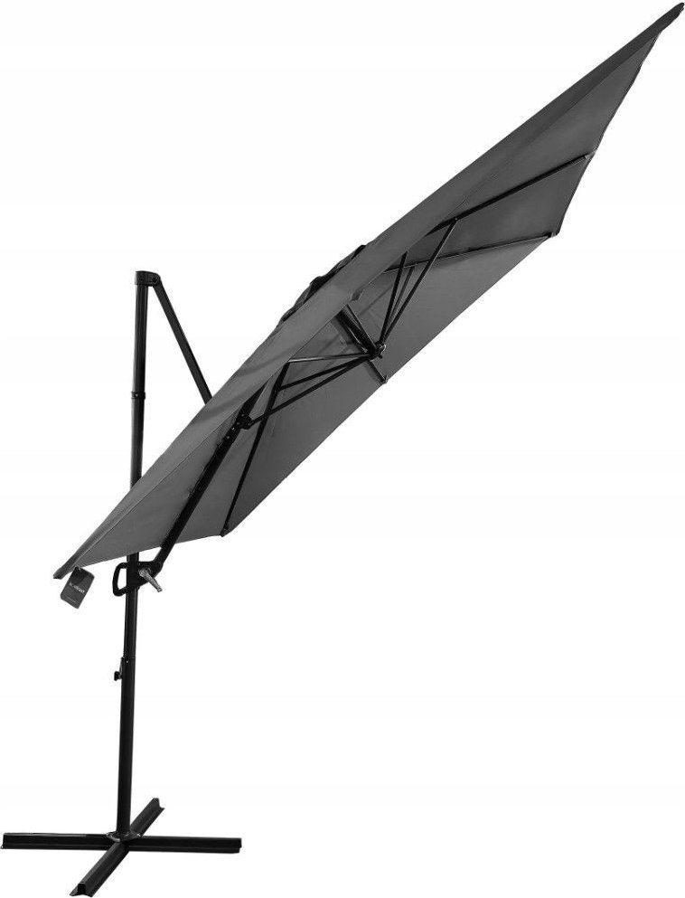 Parasol ogrodowy duży składany regulowany SEATTLE śr. 250 cm + pokrowiec c. szary