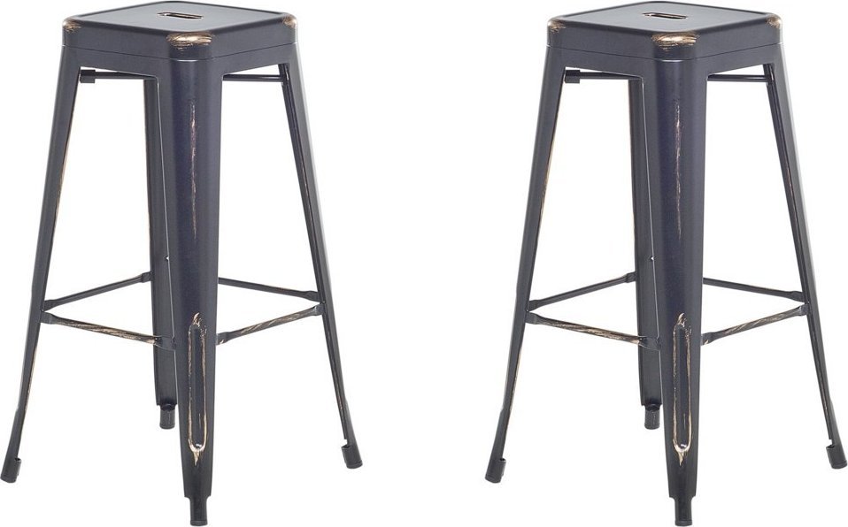 Beliani Zestaw 2 stołków barowych metalowych 76 cm czarno-złoty CABRILLO