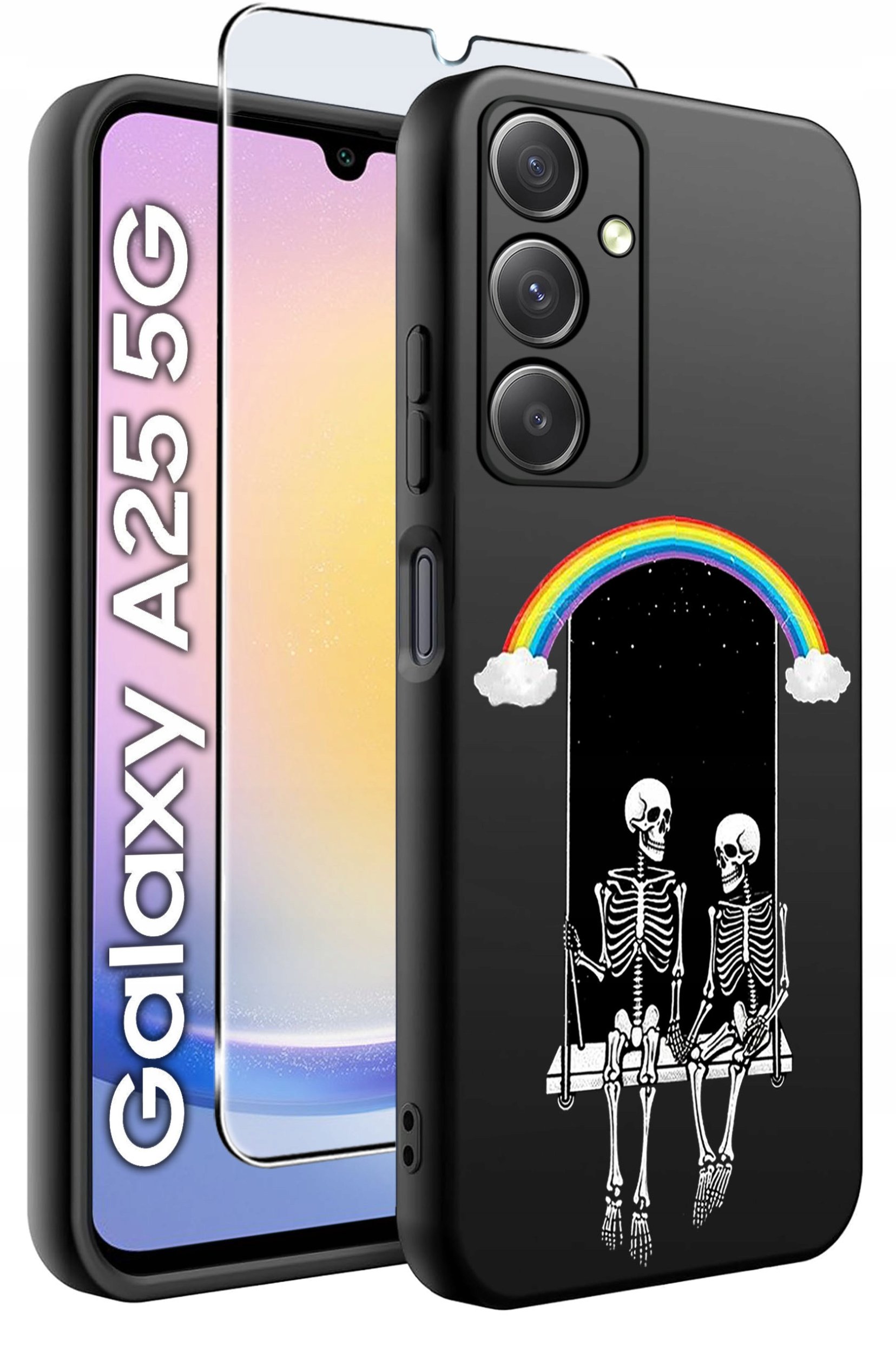 ETUI do Samsung A25 5G WZORY | SILIKONOWE MATT CASE + SZKŁO HARTOWANE 9H