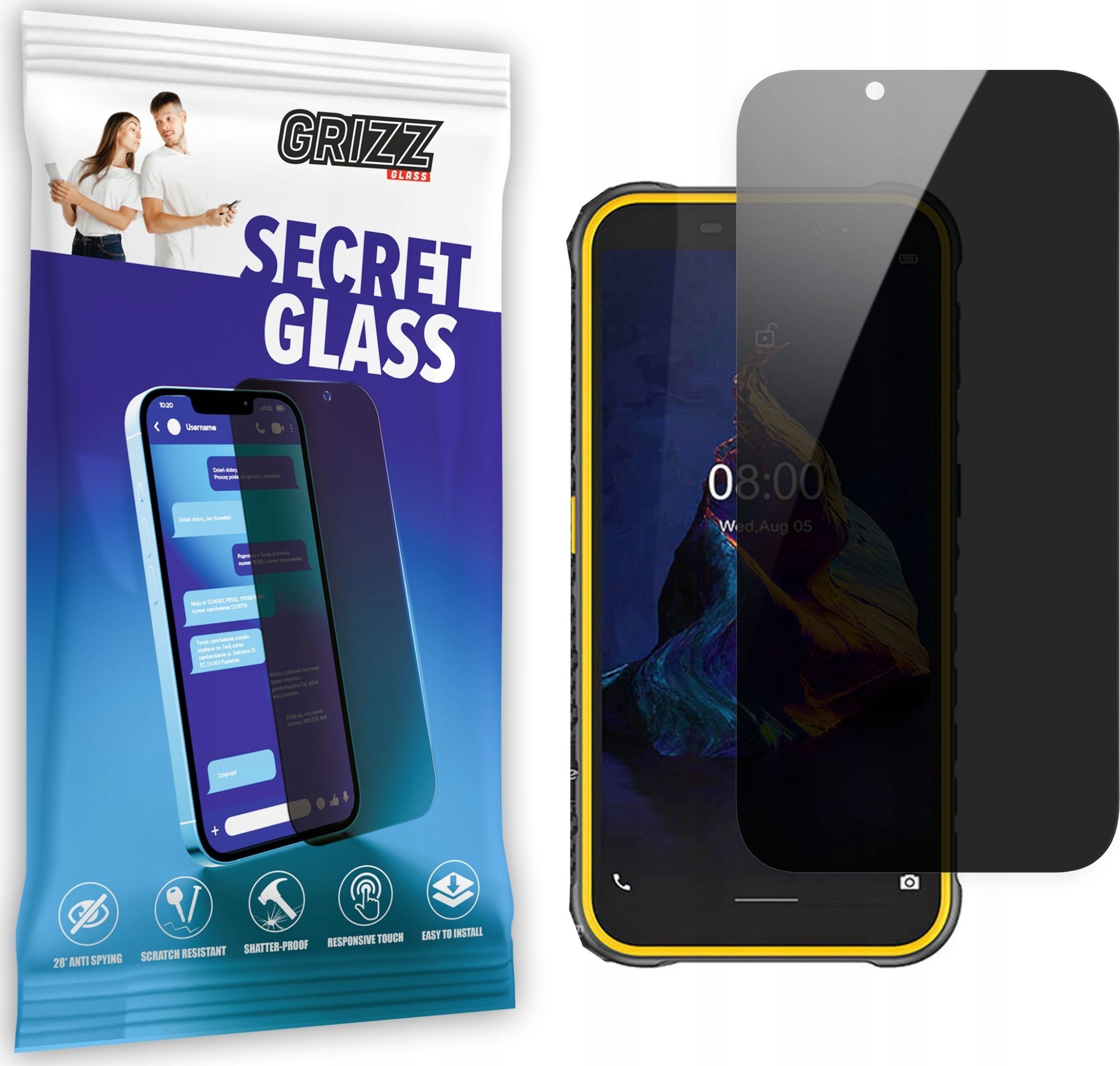 GrizzGlass Szkło prywatyzujące GrizzGlass SecretGlass Ulefone Armor X8