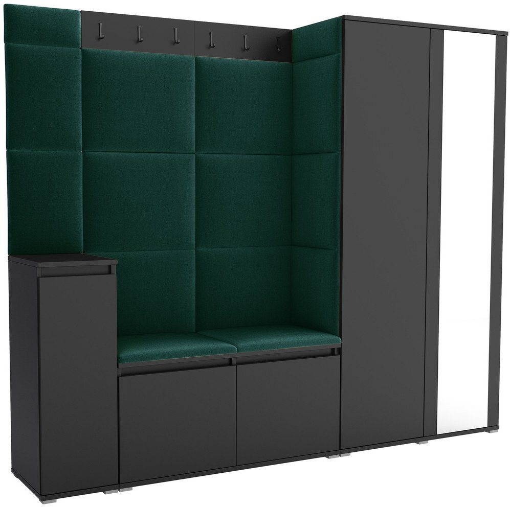 Tapicerowana garderoba Noris VIII z lustrem - kolor czarny + tkanina Trinity 28