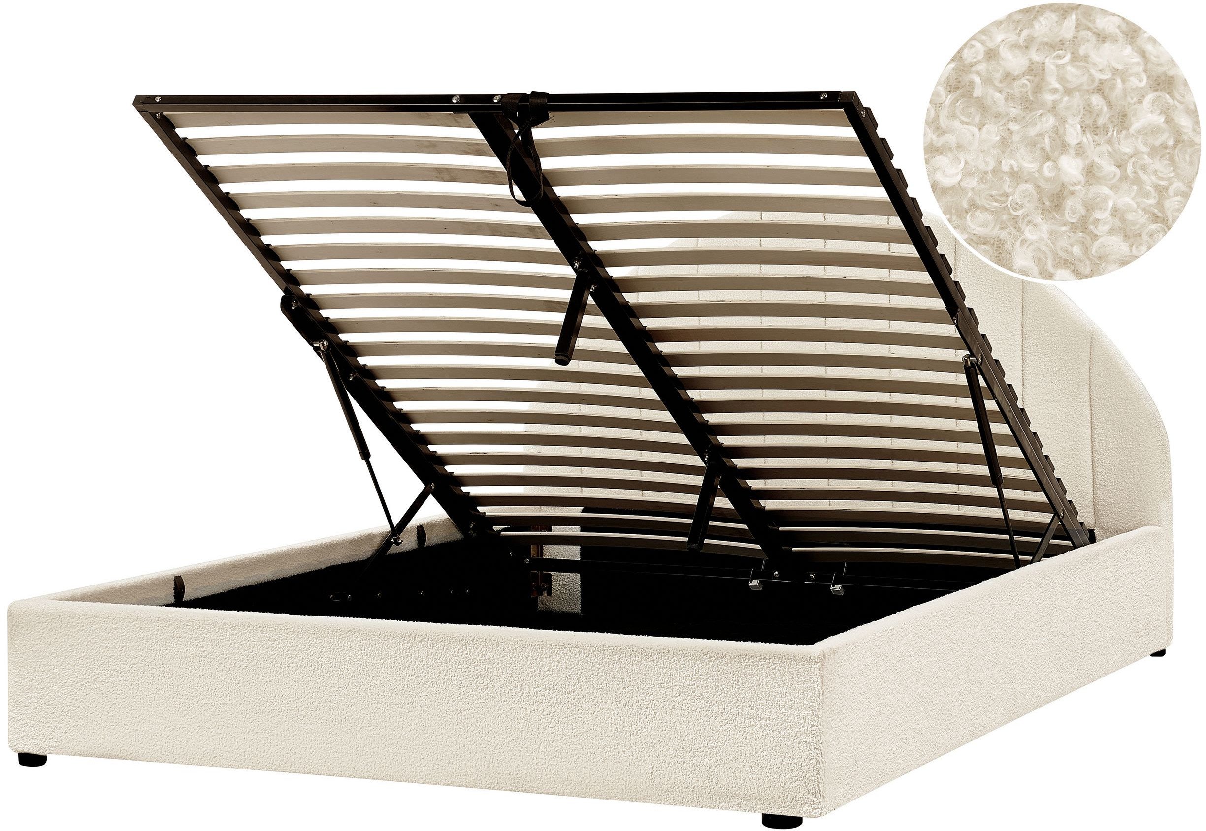 Łóżko z pojemnikiem Boucle CHADENET 140 x 200 cm Złamana biel