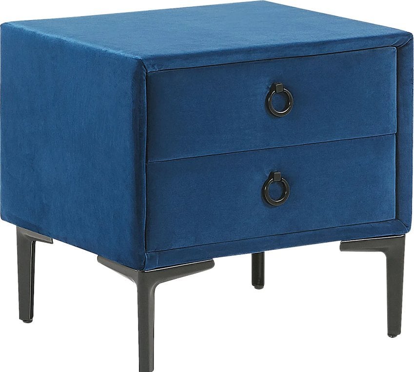 Beliani Szafka nocna welurowa niebieska SEZANNE!