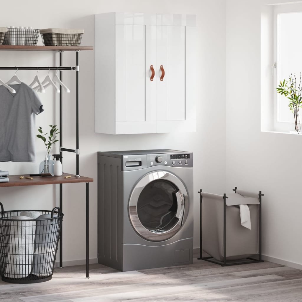 vidaXL Szafka wisząca, biała na wysoki połysk, 69,5x34x90 cm