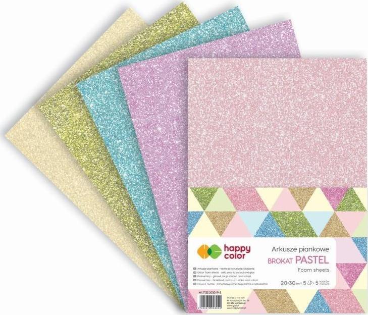 GDD Arkusze piankowe A4 5szt brokat pastel HAPPY COLOR