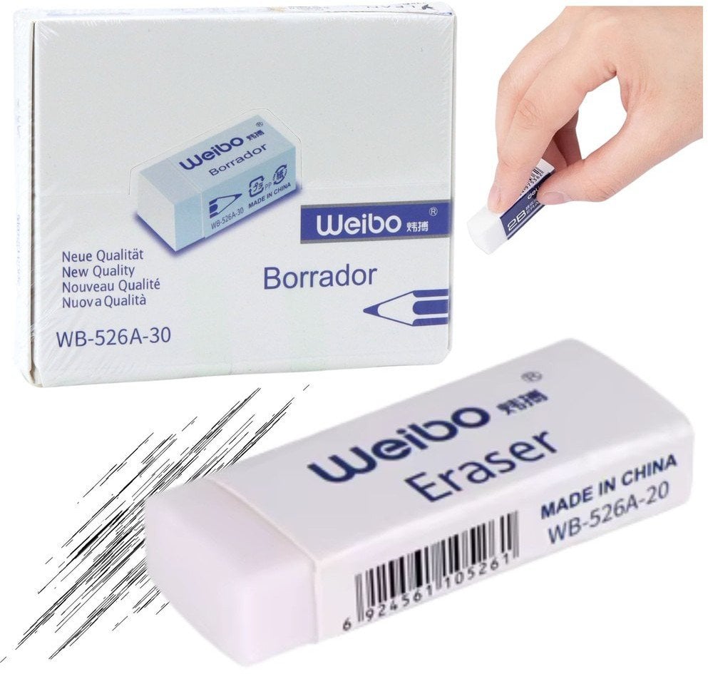 Gumka Do Mazania Biała Szkolna Biurowa WB-526A -30 4cm