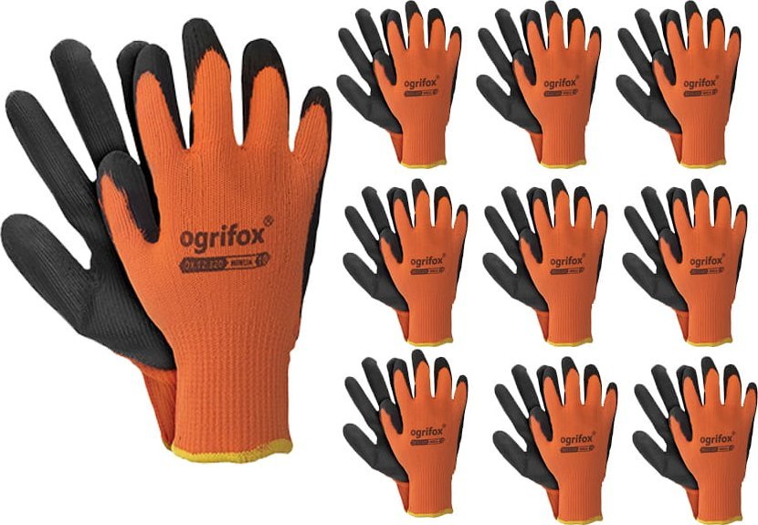 Ogrifox Rękawice robocze / Ocieplane / pomarańczowo-czarne / Rozmiar: 10 - XL / OX-WINUA_PB - 10 par