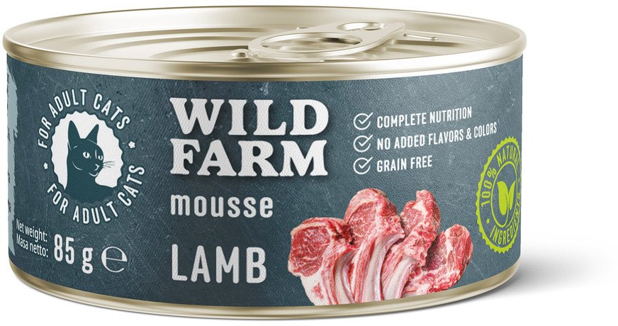 WILD FARM Mousse Lamb 85g - bezzbożowy mus dla kota
